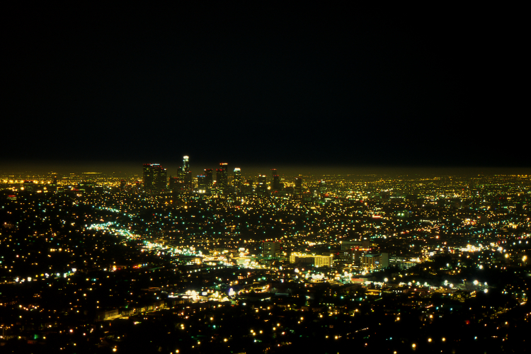 L.A. at Night - Griffith Observatory, Los Angeles, California, USA - August 1995