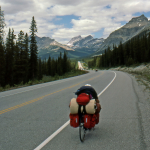 Bike Tourist - Somewhere Between Banff and Jasper, Alberta, Canada - Summer 1990