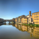 Three Bridges at Sunrise - Florence, Italy - June 6, 2013