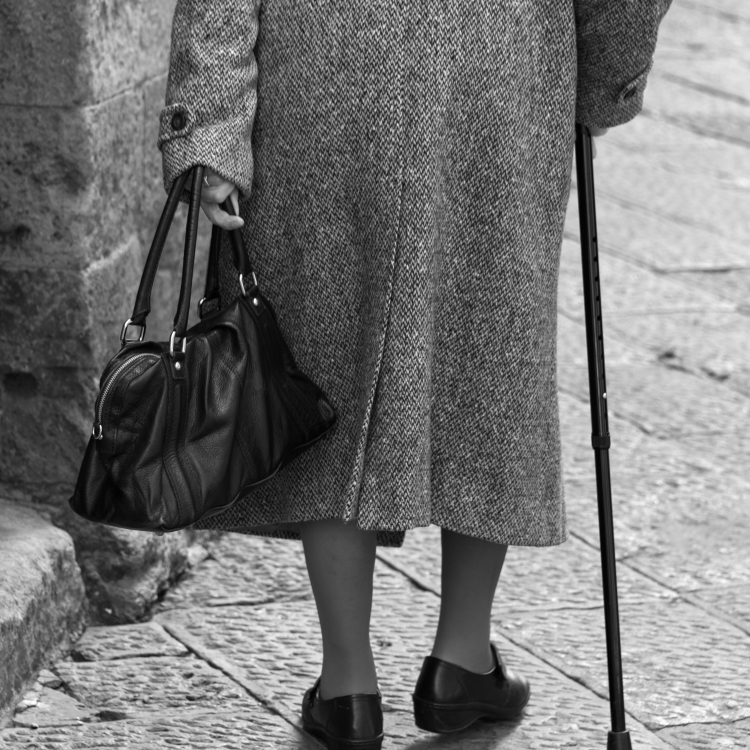 Old Lady with Cane - Volterra, Pisa, Italy - March 25, 2016