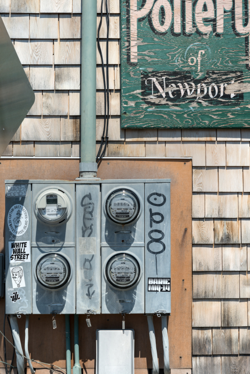 Electricity meters (Urban still life) - Newport, Rhode Island, USA - August 16, 2015