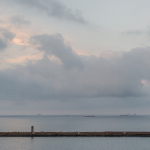 Ships at anchor in morning twilight - Livorno, Italy - August 16, 2020