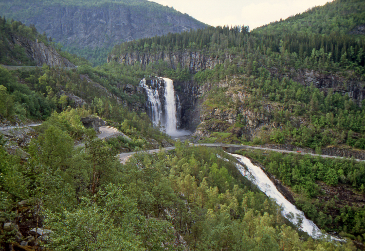 Skjervefossen Waterfalls - Road 13, Norway - June 15, 1989