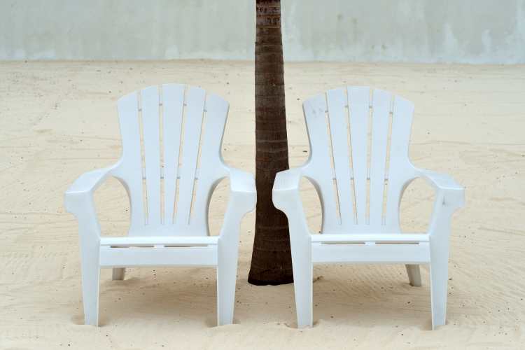 Two White Chairs - Playa del Carmen, Mexico - August 15, 2014