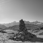 Monte Rosa, Riffelhorn, Matterhorn and Riffelsee with cairn - Zermatt, Switzerland - August 13, 2022