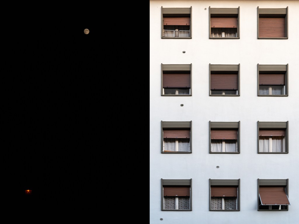 Night & Day - Collage of two photos taken in Reggio Emilia, Italy
