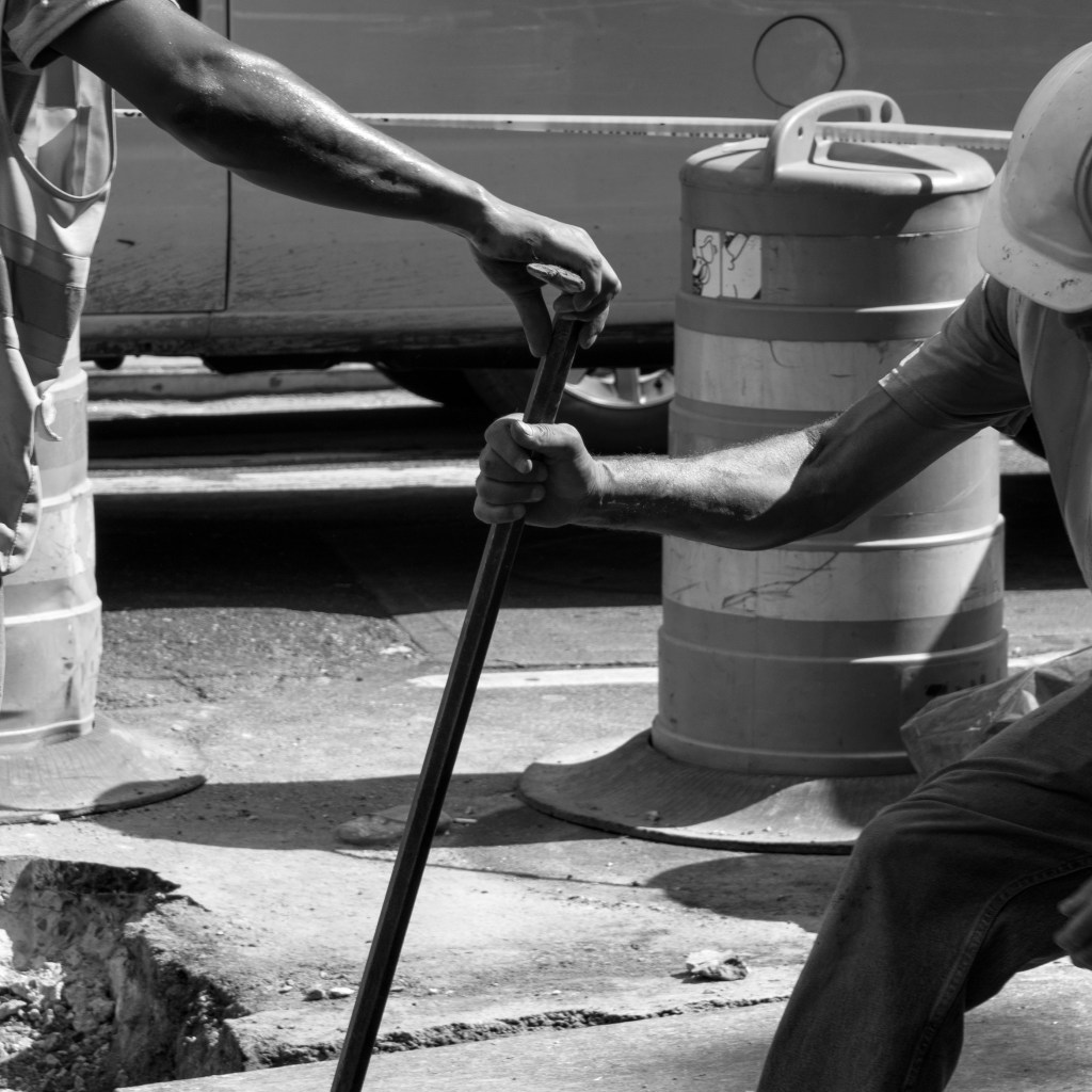 Men at Work - Times Square, New York, NY, USA - August 19, 2015
